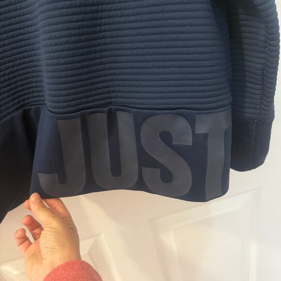 NIKE Dri-Fit M Navy Just Do It Ribbed Knit‎ Pullover Sweatshirt - Picture 4 of 13
